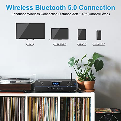 LZSIG Bluetooth 5.0 Home Audio Amplifier Stereo Receivers with Phono
