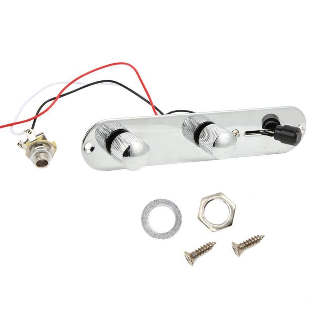 Alnicov 3 Way Loaded Prewired Control Plate Switch Harness Knobs With Jack for TL Tele Telecaster Guitar Chrome