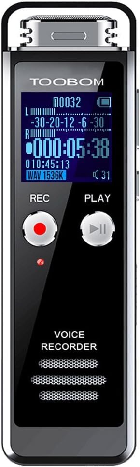 8GB Digital Voice Recorder for Lectures - TOOBOM Voice Activated Recorder with Playback 1536KPBS Audio Recording Device Password Protection Mini Tape With MP3 Player for Lectures/Meetings/Interviews