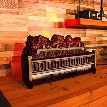 LOKATSE HOME Electric Log Insert Fireplace Heater with Realistic Ember Bed, 23 inch, Black-Real Frame