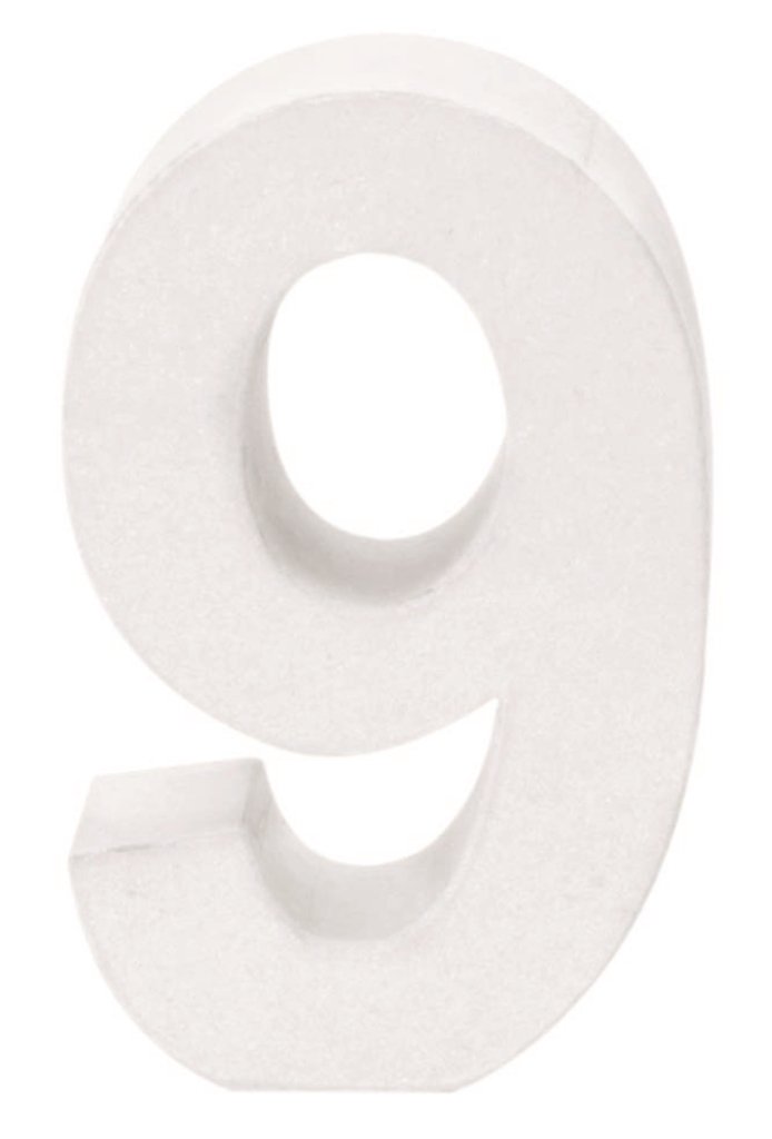 GLOREX Cardboard Number 9, FSC Mix, White, 10 x 7 x 3.5 cm