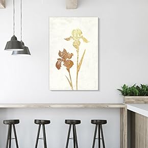 Canvas Wall Art - Vintage Style Golden Flowers - Giclee Print Gallery Wrap Modern Home Art Ready to Hang - 12x18 inches
