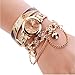 Women Watch,FUNIC Leather Rhinestone Rivet Chain Quartz Bracelet Wrist Watch (Beige)