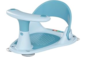 MOGGED Baby Bath Seat, Portable Bathtub Seat with 4 Suction Cups, Water Thermometer, Non-Slip Soft Mat, Baby Bath Chair for 6