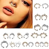 Elegant4beauty 20 Pcs 12mm Fake Septum Clicker Nose Ring Non Piercing Hanger Clip Body Jewelry
