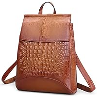 Coolcy New Fashion Casual Women Genuine Leather Backpack Shoulder Bag (Sorrel)