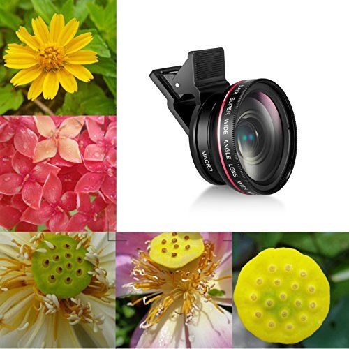 Mactrem 2 in 1 Universal HD Camera for mobile Cell Phone Lens Kit for iPhone 6s 6 Plus 5s 5, Samsung S6 S5 Smartphones (0.45x Super Wide Angle Lens, 12.5x Super Macro Lens)