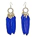 Pandahall 1 Pair Dark Blue Fashion Feather Earrings with Brass Earring Hooks Dangle Earrings for Women Lady Gifts ¡­