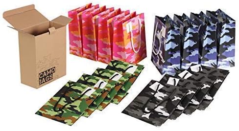Camo Bags: 16 Goodie Bags For Kid's Parties, Army Birthday Party Supplies, Or Video Game Birthday Party Supplies - A Great Alternative To Camo Wrapping Paper