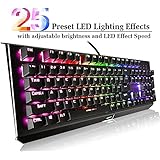 RGB Gaming keyboard-Mechanical Gaming Keyboard with Real Blue Switches- LED Backlit Keys with 25 Preset-Customizable Lighting Effects