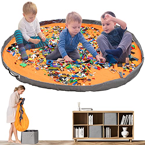 Aubliss Upgraded Extra Large Toy Storage Bin and Play Mat 13'' Cubic