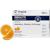 Trace Minerals ZeroLyte Electrolyte Drink Mix, Salty Orange, 30 Packets | Zero sugar, ancient sea salt + coconut water, supports hydration, replenishes electrolytes, sodium + potassium + magnesium