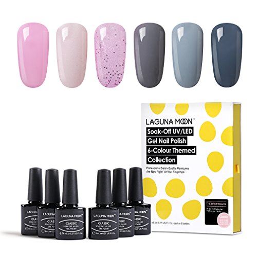Lagunamoon Gel Nail Polish, Soak Off UV LED Nail Manicure Color Gel Polish Varnish Set 6PCS 8ML - The Bridesmaids - Thumbnail 7