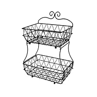 ESYLIFE Upgraded Version 2 Tier Fruit Bread Basket Display Stand - Screws Free Design