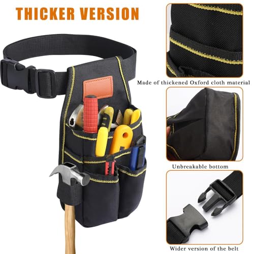 Universal Small Tool Pouch Tool Belts for Men, Small Tool Bag Electrician Tools Bag with Belt, Wear Resistant Tools Bel 12 Storage Ports Ideal for Electricians Mechanics Carpenters and More