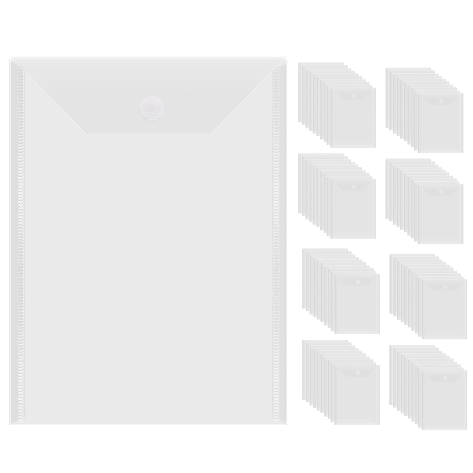 Briartw 80pcs 7x9.4 Storage Envelopes Hook and Loop Closure, Resealable Plastic Envelopes Pockets for Cutting Dies Stencil Crafts Organizer Holder,Storage Bag for Clear Stamp,Die Cuts,Photos