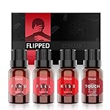 Essential Oils Set, ESSLUX FLIPPED Aromatherapy Oils Gift Set, Romantic Fragrances for Lovers, Natural and Premium Quality Blend for Diffuser & Massage, 4x15ml