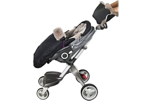 FUNLIFE 100% Australian Cuddly Warm 3 in 1 Stroller Blanket Sheepskin Footmuff Come With Anti Freeze Lambskin Handmuff in Bundle
