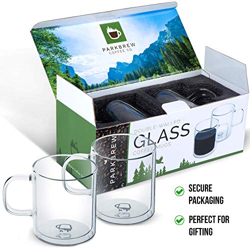 image for ParkBrew Coffee Co. ParkBrew Double Walled Glass Mugs - Includes set o