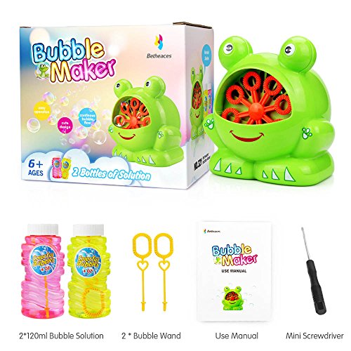 Baztoy Bubble Machine, Automatic Bubble Maker 500 Bubbles Per Minute, Kids Toys Bubble Blower with 2 Bubbles Solution Great for Boys Girls Kids Birthday Gift Party Wedding