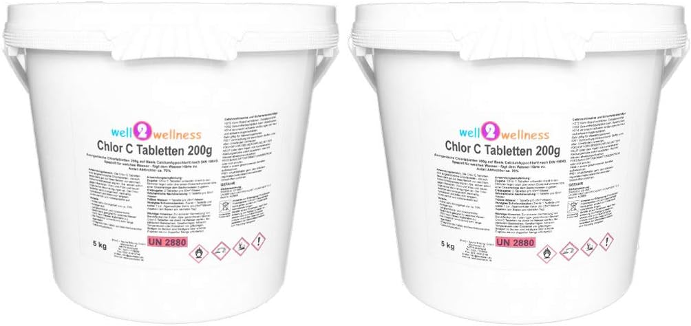 well2wellness Calciumhypochlorit Tablets 0.71oz' Chlorine C Tablets 0.71oz' Especially for Soft Water 25 kg Barrel