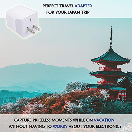 Ceptics Japan, Philippines Travel Adapter Plug with Dual USB Usa Input Type A Ultra