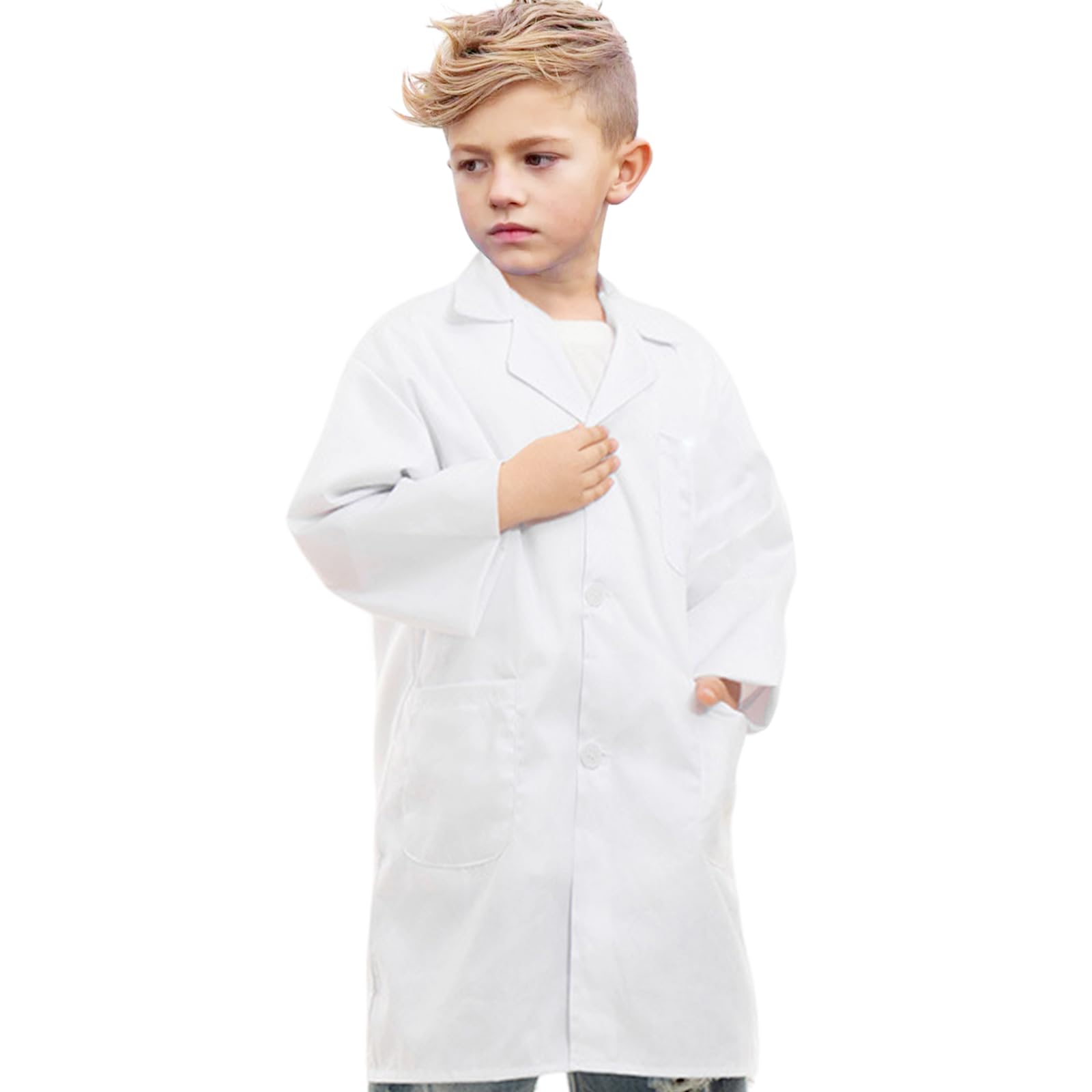 MIVAIUN Kids White Lab Coat, Boys Girls Doctors Coat Medical Lab Coats, Kids Scientist Doctor Costume Scientist Doctor Fancy Dress Accessories for Role Play, School Projects (M)
