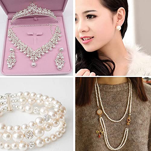 PODDU Pearls Beads, 600pcs Art Faux Pearls 8mm Beige ABS Imitation Pearl Beads for Bracelet Crafting Jewellery Making Vase Fillers Wedding Home Decoration