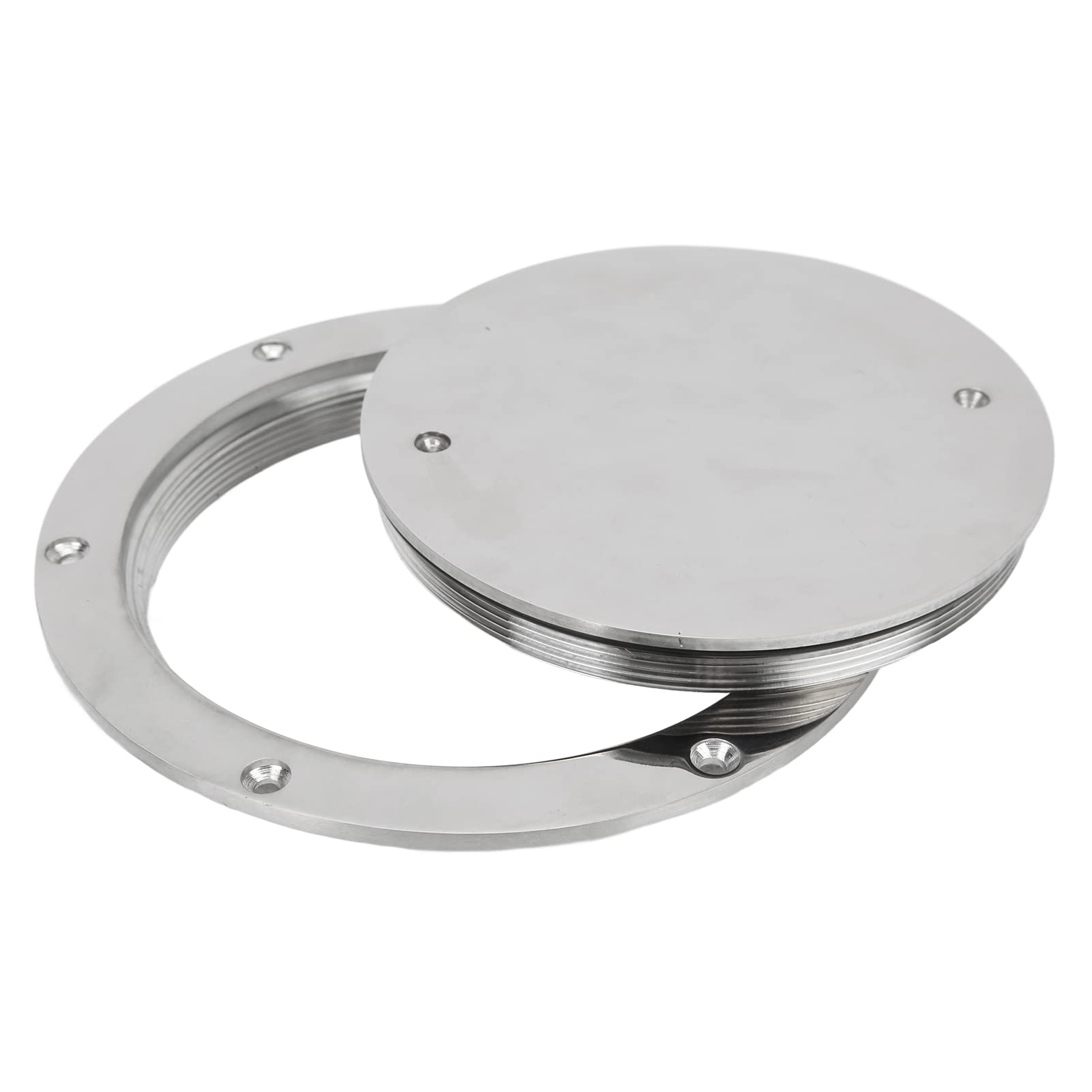 Marine Deck Plate, 6in 316 Stainless Steel Round Waterproof Inspection Deck Plate, Heavy Duty Anti Slip Mirror Polished Boat Deck Cover