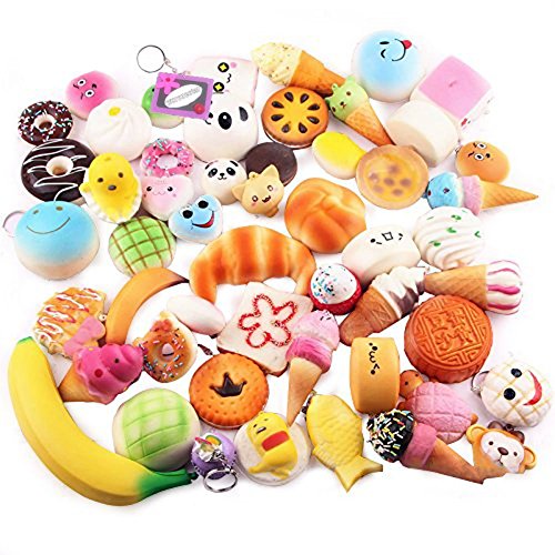 Wall of Dragon 10 Pcs Bread Cake Bun Random Squishy Slow Rising Pendant Donut Charm Stretchy Squeeze Cream Scented Cute Strap Toy