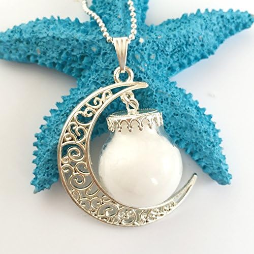 TTKOPT breast self necklace pendant ball diy milk collection commemorative souvenir pendants (breast milk fall - a large ball - crescent - silv