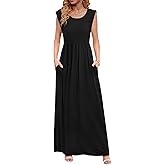 DB MOON Womens 2026 Maxi Dresses Empire Waist Long Summer Dress Casual Cap Short Sleeve Sundress with Pockets