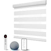 CITOLEN Motorized Zebra Blinds with Remote, White, 34" W x 72" H | 70% Blackout, Room Darkening Smart Electric Automatic Shades for Indoor Windows, Privacy Light Control