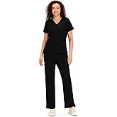 COZYFIT Scrubs for Women - COZY SCRUBS V Neck Top and Bootcut Cargo Straight Pants with 12 Pockets
