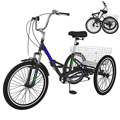 Slsy Adult Folding Tricycles, 7 Speed Folding Adult Trikes, 20 24 26