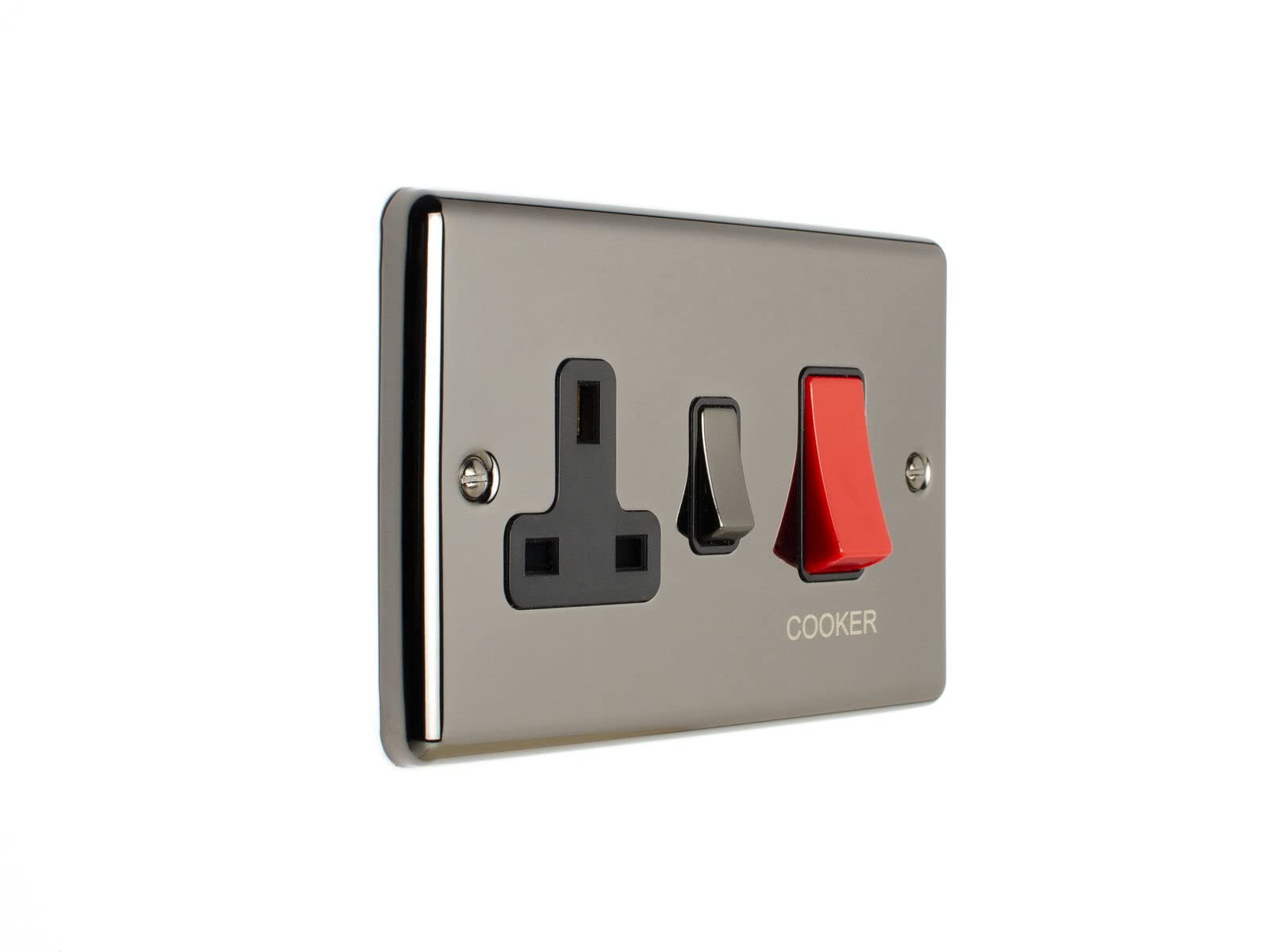 EUROLITE Enhance Black Nickel 45AMP Cooker Switch & 13 AMP Socket EN45ASWAS BNB