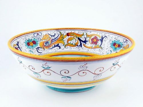 Hand Painted Italian Ceramic 11.8-inch Serving Bowl Raffaellesco - Handmade in Deruta