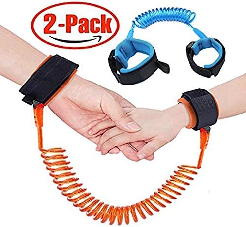 2 Pack Safety Child Anti Lost Wrist Link Harness Strap Rope Leash Walking Hand Belt By Juissie(2.5m Blue 1.5m Orange) (Blue+Orange)