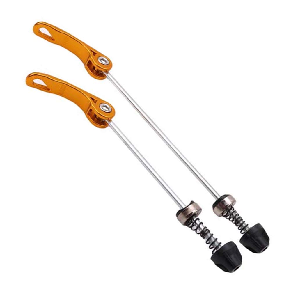 VOANZO Wheel Hub Front and Rear Skewers Quick Release Clip Bolt Lever for Road Mountain Bicycle MTB (Gold)