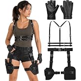 Mungo Women’s 4Pcs Halloween Tactical Costume Accessories Set, Tactical Harness, Thigh Holster Rig & Fingerless Gloves for Cosplay