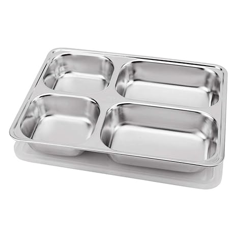 10 Piezas De Cubiertos De Acero Inoxidable, 4 Platos Divididos, Herramientas De Comedor Del