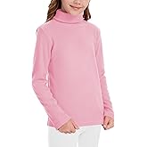 QBK Girls' Long Sleeve Fleece Turtleneck T-Shirt Kids Basic High Neck Casual Trendy Soft Base Layer Tee Tops(4t-12Years)