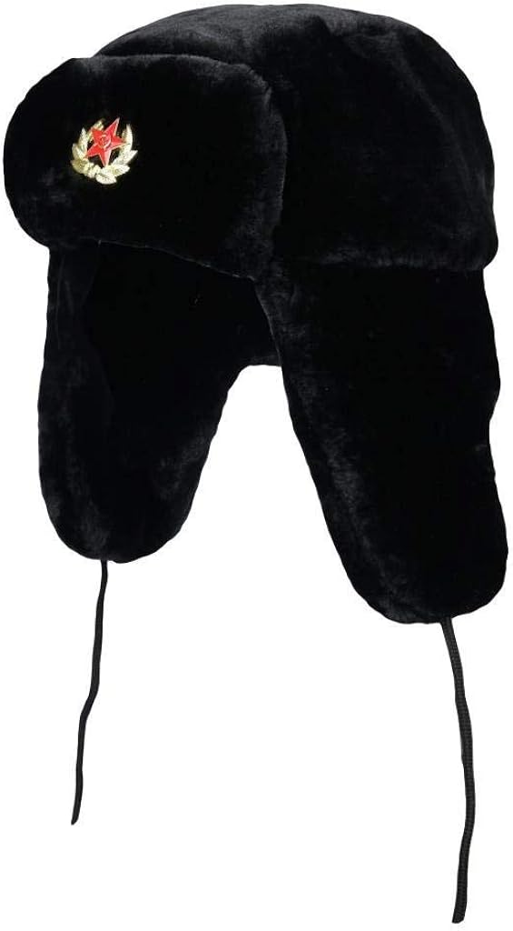 FLAVES FASHION Mens Ushanka Cossack Russian Fake Fur Trapper Ski Hat Winter Warm Trapper Hat Black (Black) - Image 3