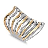 STR-0354 Stainless Steel Two-Toned Split Design Ring