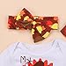 Thanksgiving Outfit Newborn Baby Boy Girl Letter Print Romper Turkey Print Pant Hat Headband 4pcs Clothes Set(0-3 Months, White)