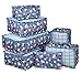 Vercord 7 Set Travel Packing Organizers Cubes Luggage Suitcase Organizer Bags Clothes Underwear Cube Shoe Pouch Pack Blue Flower
