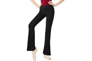 DanceDaily Women's Black Flared Pants Breathable Modal Legging for Ballet/Gymnastics/Yoga/Daily Wear