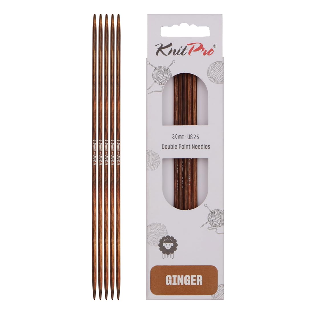 KnitPro Ginger Double Pointed Needles 5" (12.5cm) | 3.00mm