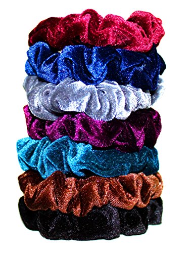 Syleia set of 7 velvet scrunchies hair ties 3" dia…