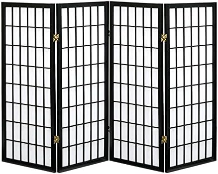 Amazon 和風ついたて4連 ブラック 間仕切り 目隠しに 自在蝶番使用 高さ約104 5cm 破けにくい 間仕切り スクリーン オンライン通販
